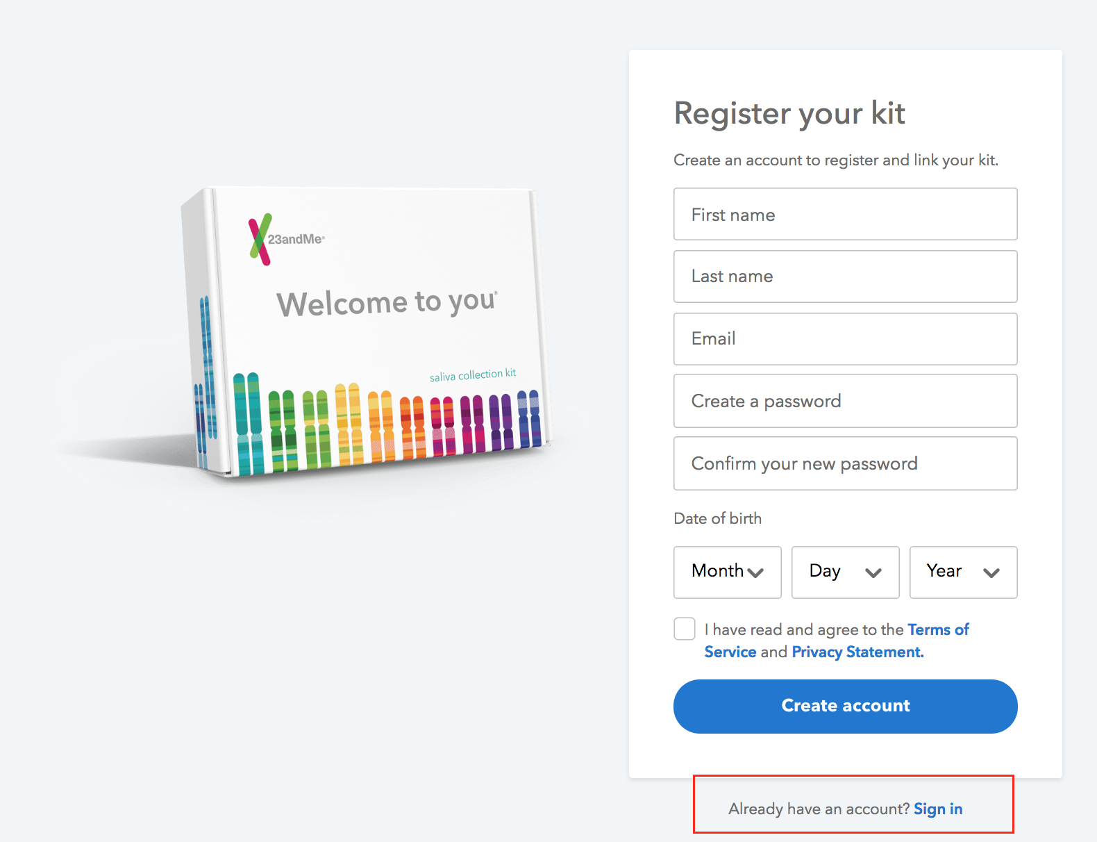 The Sign In option that is located at the bottom of the registration page
