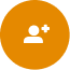 Orange circle with a profile icon