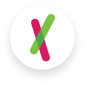 White circle with 23andMe logo inside